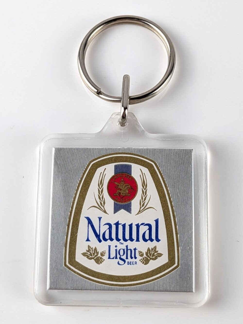 Vintage Natural Light Beer Square Plastic Keychain